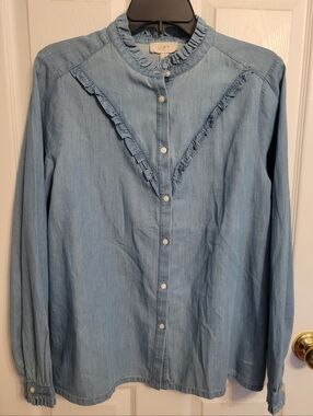 LOFT Light Blue Chambray Shirt with Classic Label